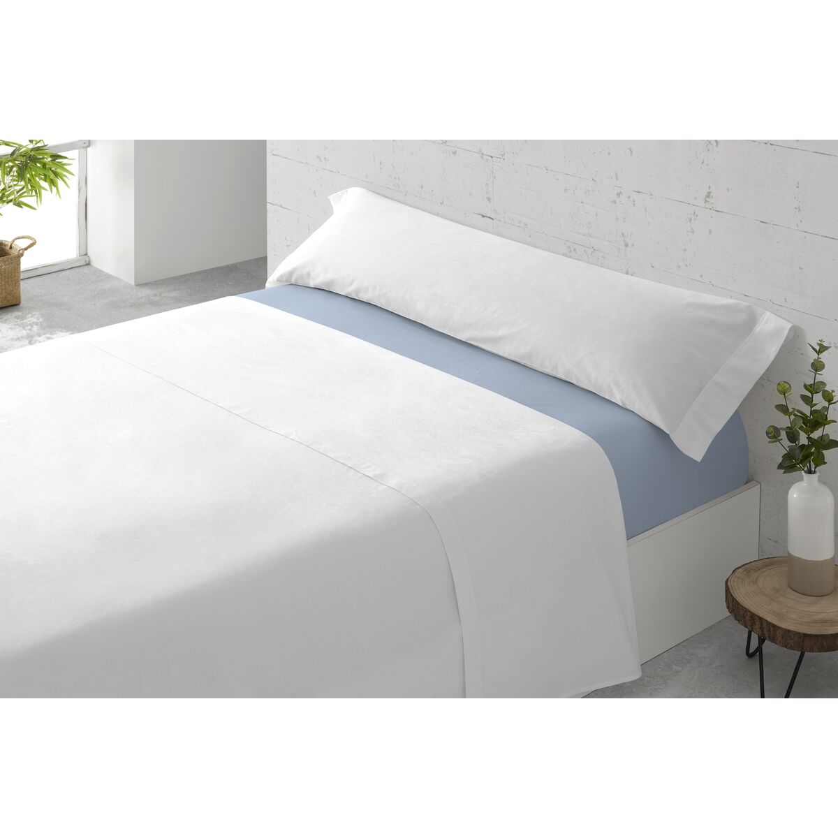 Fitted bottom sheet Paduana Light Blue 105 x 30 x 200 cm-1